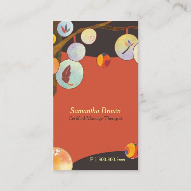 Vitmiskt unikt Lantern Träd Spa Visitkort (Framsida)