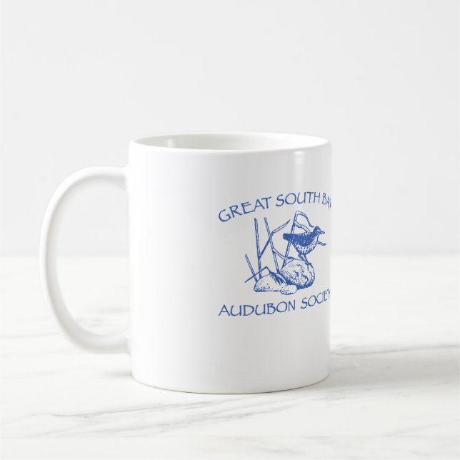 Vitmugg med blåttlogotypen kaffemugg (Vänster)