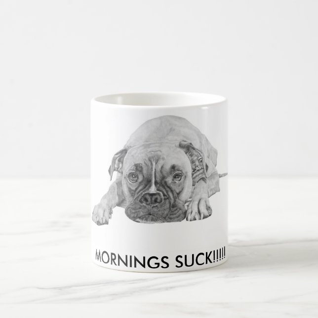 Vitmugg med boxarehundbilden kaffemugg (Center)