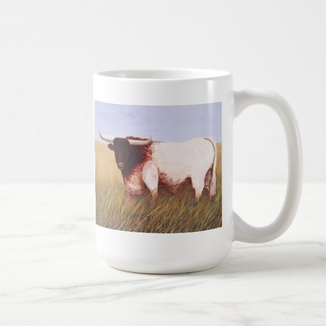 vitmugg med den Texas longhornen Kaffemugg (Höger)