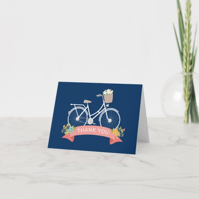 Vitnage Bicycle Blommigt Navy Blue Coral Tack (Framsida)