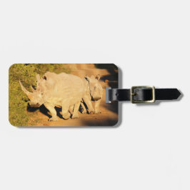 Vitnoshörning för en mor och kalvi Sydafrika Bagagebricka