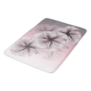 VitOmbre för rosor grå blommigt Badrumsmatta