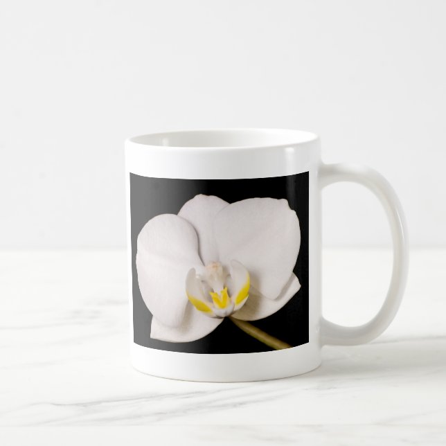 VitOrchid på svart Kaffemugg (Höger)