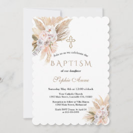 Vitorchid Rosa ros Pampas Grass Baptism Inbjudningar