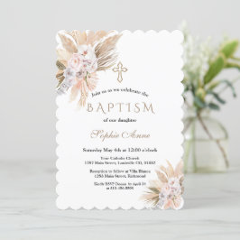 Vitorchid Rosa ros Pampas Grass Baptism Inbjudningar