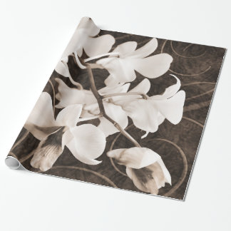 Vitorkid Blommor Sepia Black Background blommigt Presentpapper