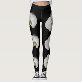 Vitorkid, tropiska vita blommor leggings