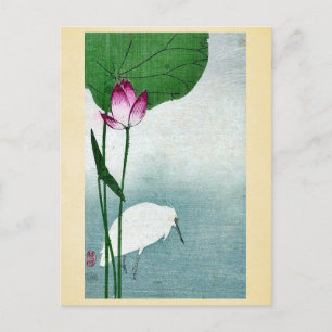 Vitöron och lotus av Baison, Ukiyoe Vykort