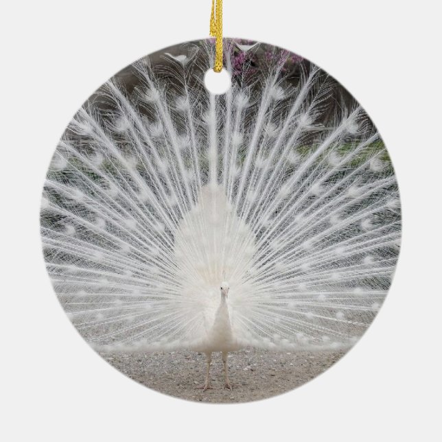 vitpåfågel julgransprydnad keramik (Baksidan)