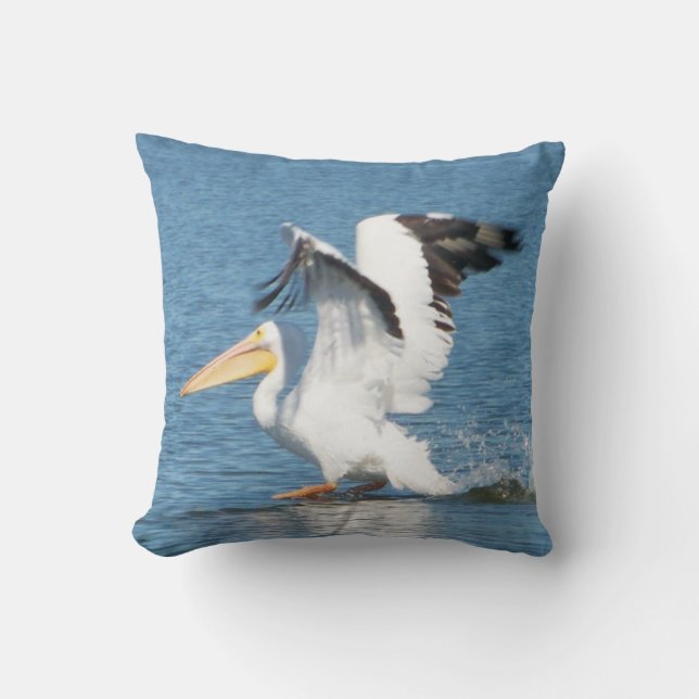 Vitpelikan på tusen dollar kudder kudde (Framsida)