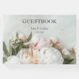 Vitpeonies bouquet med snöre gästböcker