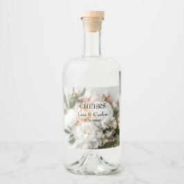 Vitpeonies bouquet med snöre spritflaskor etikett