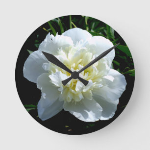 Vitpeony Rund Klocka