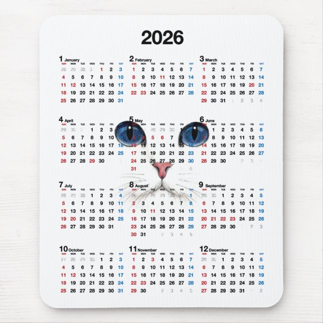 Vitpersisk kalender för 2025 musmatta (Framsidan)
