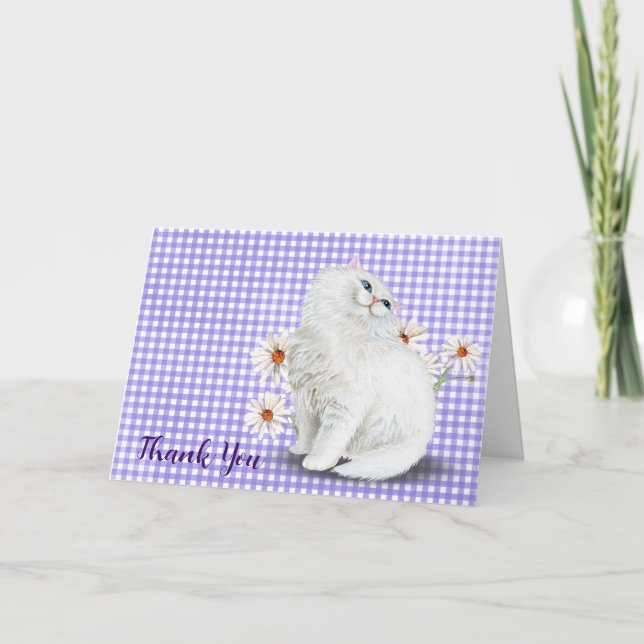 Vitpersisk katt och Daisy Tack Kort (Framsida)