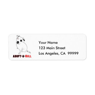 VitPitbull valp ADOPT-A-BULL Returadress Etikett