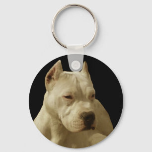 Vitpitbullkeychain Nyckelring