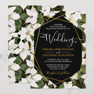 Vitpoinsettia bröllopsinbjudan inbjudningar