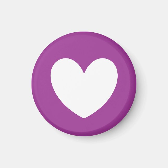 Vitpoka-hjärtan på lila magnet (Framsidan)