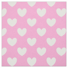 Vitpoka-hjärtan på Rosa av bomullsgodis Tyg