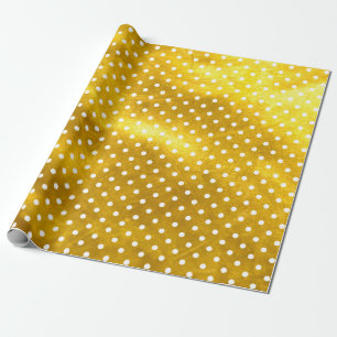 Vitpolka dots och rostig guld- glitterstruktur presentpapper