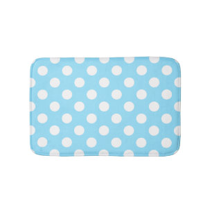 Vitpolka dots på bleken - blått badrumsmatta