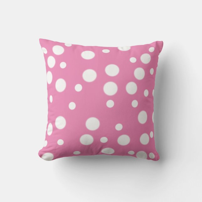 Vitpolka dots på den rosa reversiblen kudder kudde (Framsida)