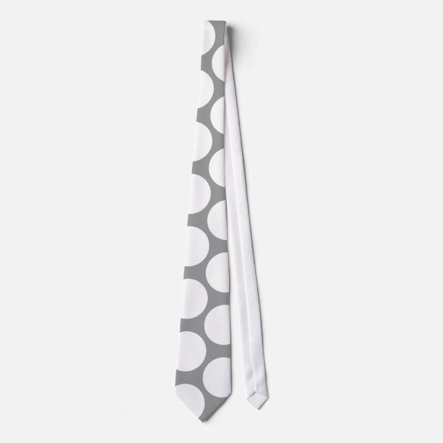 Vitpolka dots på grå färg slips (Framsida)