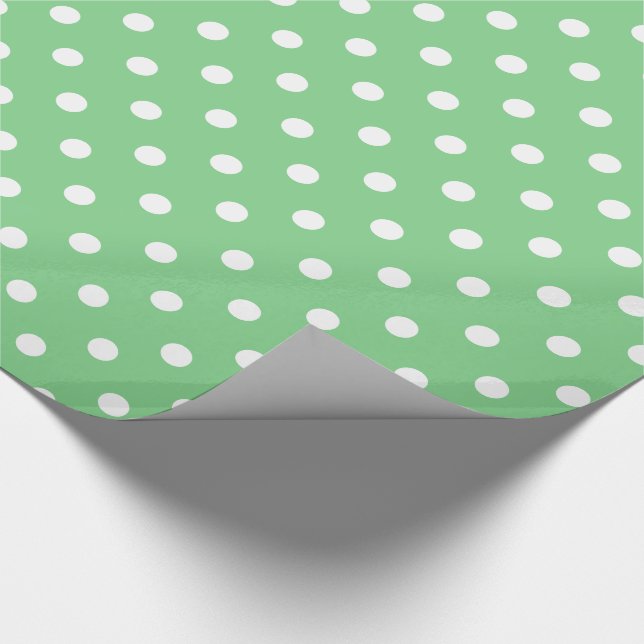 Vitpolka dots på havsgrönt presentpapper (Hörn)