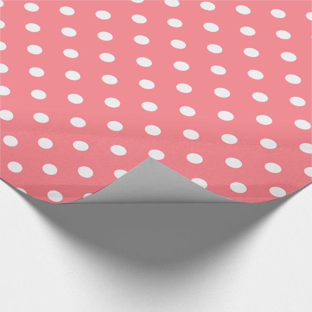 Vitpolka dots på korallrosor presentpapper (Hörn)