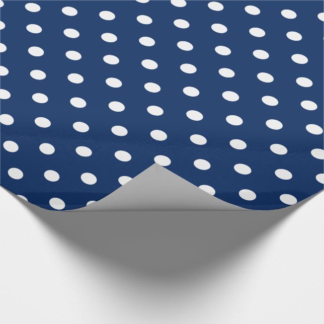 Vitpolka dots på marinblått presentpapper (Hörn)