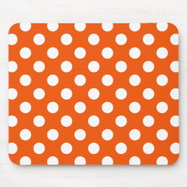 Vitpolka dots på orangen musmatta
