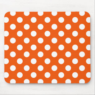 Vitpolka dots på orangen musmatta