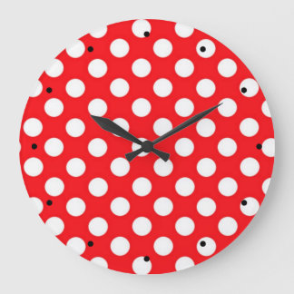 Vitpolka dots på röd bakgrund stor klocka