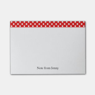 Vitpolka dots på röd beställnings- text post-it block