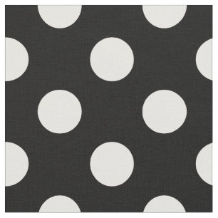 Vitpolka dots på svart tyg