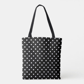 Vitpolka dots som är medel på svart tygkasse
