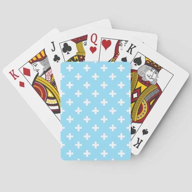 Vitpolka kor på baby blue casinokort (Baksidan)
