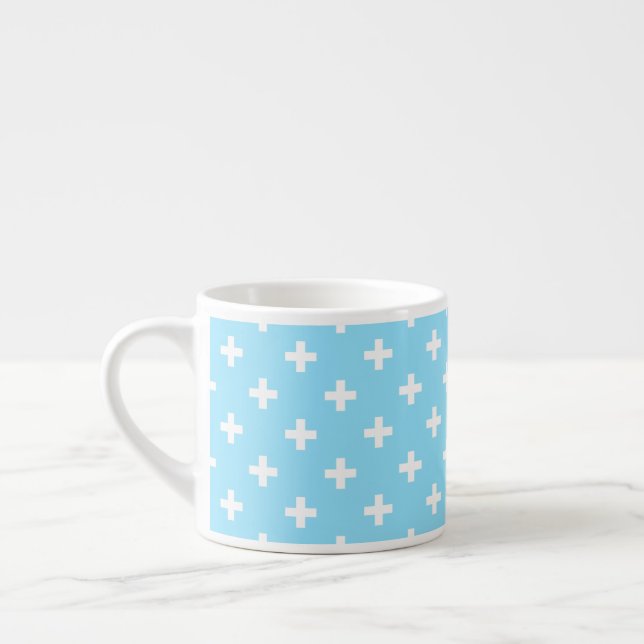 Vitpolka kor på baby blue espressomugg (Vänster)