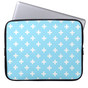 Vitpolka kor på baby blue laptop fodral
