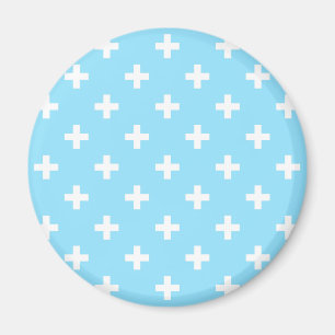 Vitpolka kor på baby blue magnet