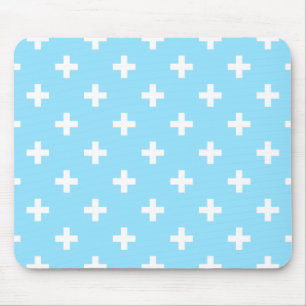 Vitpolka kor på baby blue musmatta