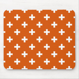 Vitpolka kor på bränd orange musmatta
