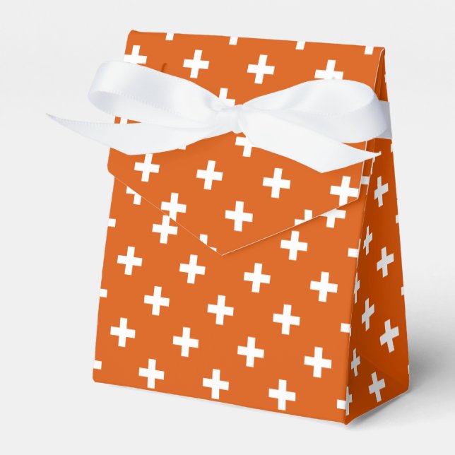 Vitpolka kor på bränd orange presentaskar (Framsidan Sidan)