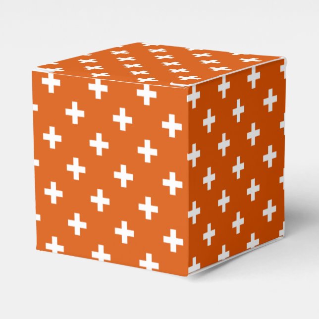 Vitpolka kor på bränd orange presentaskar (Framsidan Sidan)