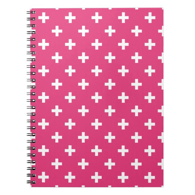 Vitpolka kor på fuchsia anteckningsbok (Framsidan)