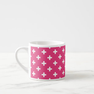 Vitpolka kor på fuchsia espressomugg