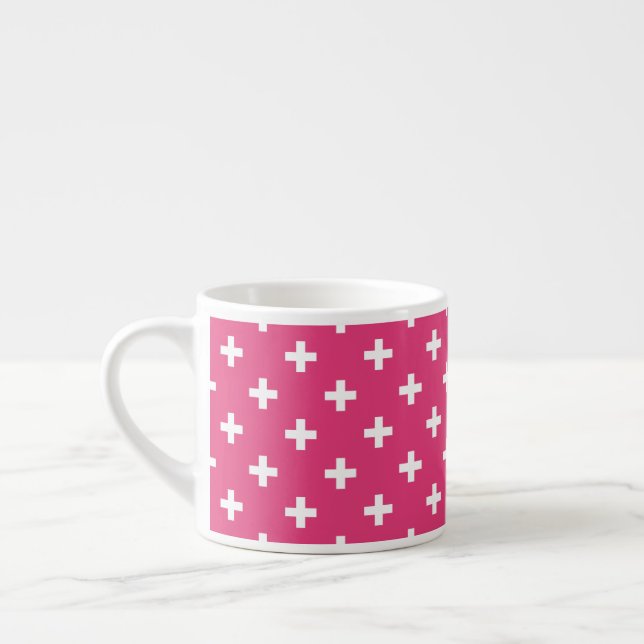 Vitpolka kor på fuchsia espressomugg (Vänster)