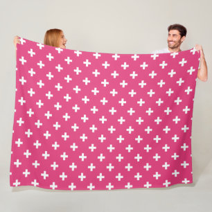 Vitpolka kor på fuchsia fleecefilt